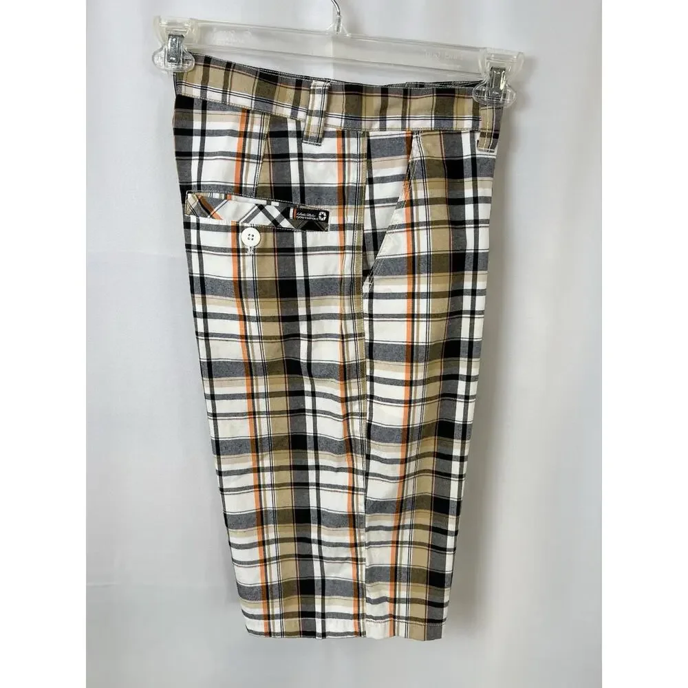 South Pole Multi Colored Plaid Bermuda Jorts Shorts Cotton-Blend Mens Size 29